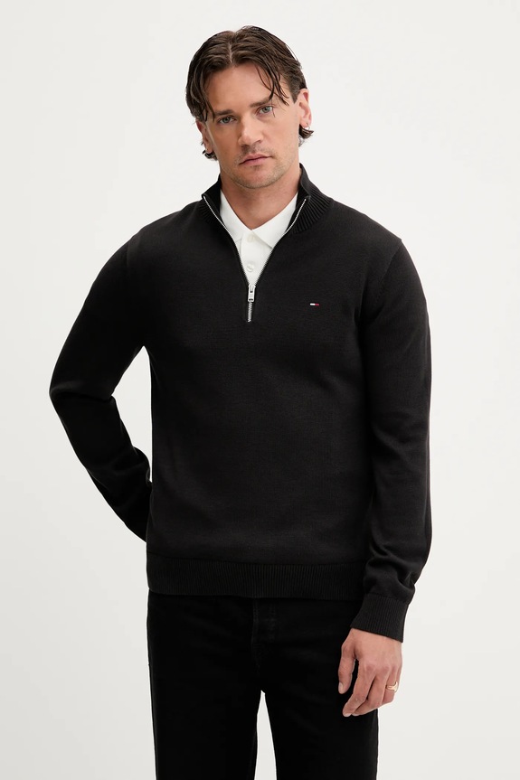 Bombažen pulover Tommy Jeans Tanka črna DM0DM21654