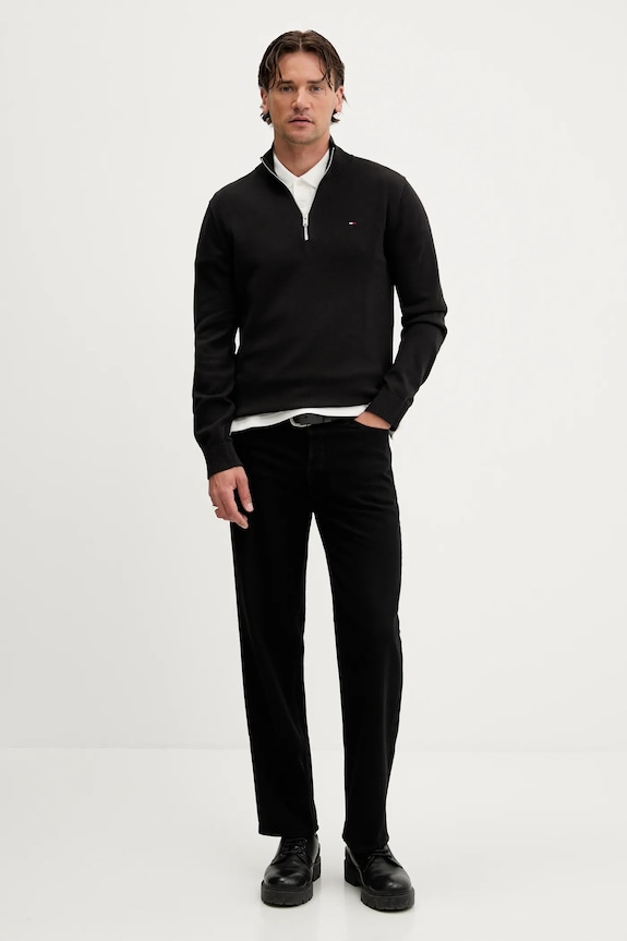 Βαμβακερό πουλόβερ Tommy Jeans DM0DM21654 μαύρο SS26