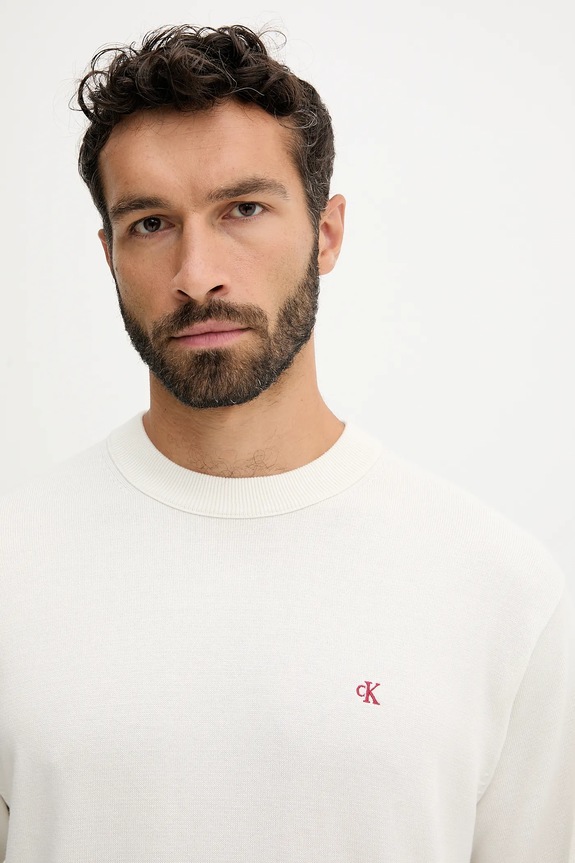 Pamučni pulover Calvin Klein Jeans bež LV04RC309G