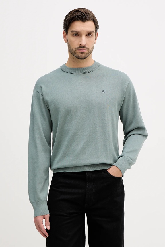 Βαμβακερό πουλόβερ Calvin Klein Jeans βαμβάκι πράσινο LV04RC309G