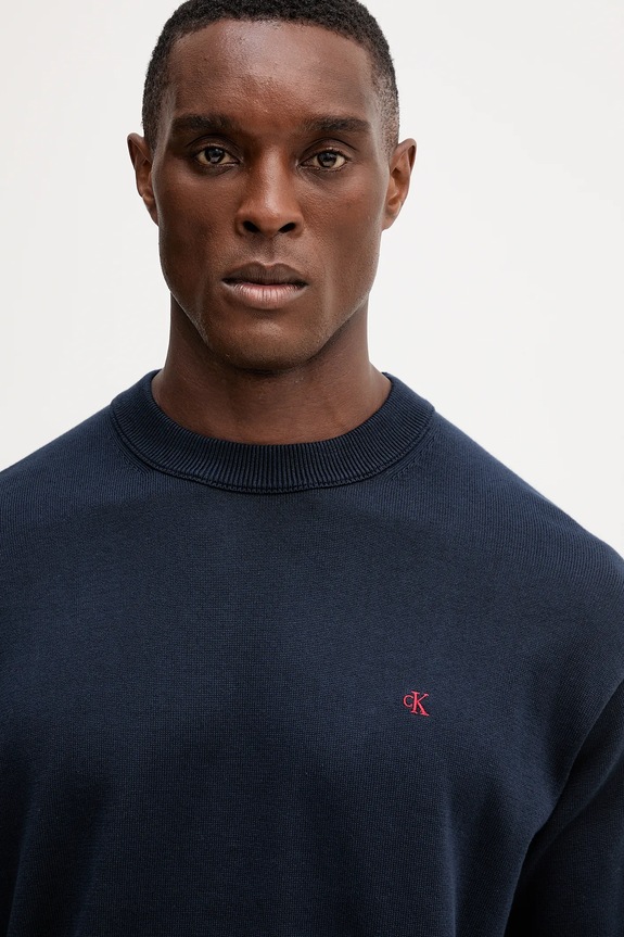 Βαμβακερό πουλόβερ Calvin Klein Jeans σκούρο μπλε LV04RC309G