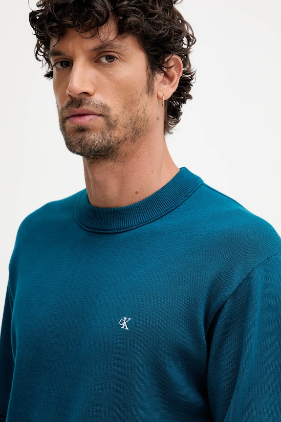 Odzież Calvin Klein Jeans sweter bawełniany LV04RC309G turkusowy