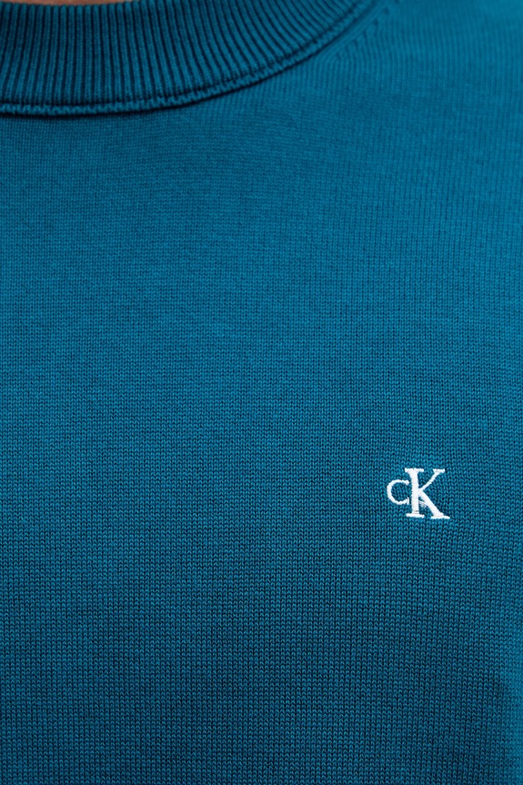 Calvin Klein Jeans sweter bawełniany turkusowy LV04RC309G