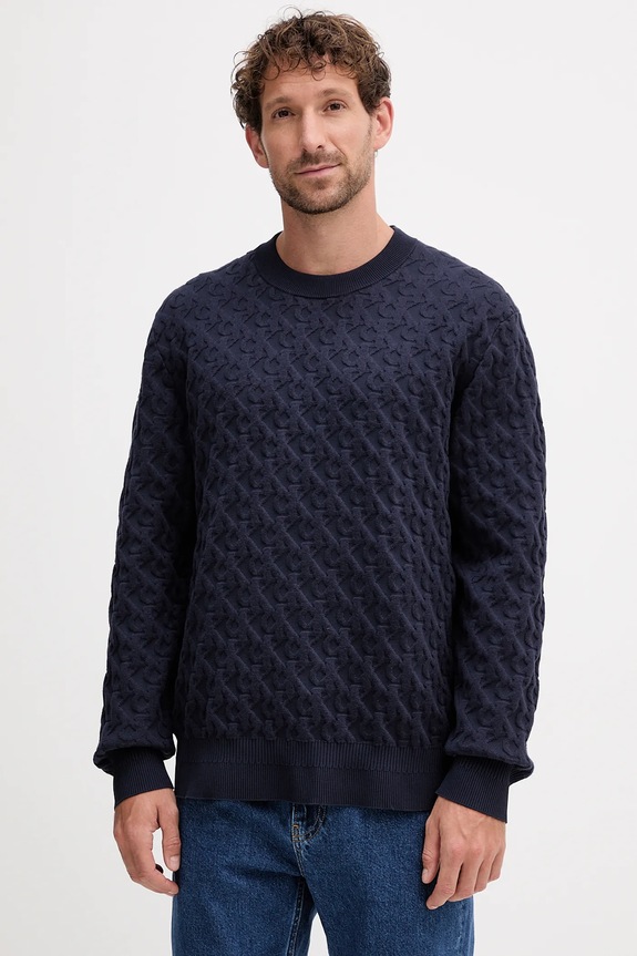 Sveter Calvin Klein Jeans okrúhly tmavomodrá LV04RC359G