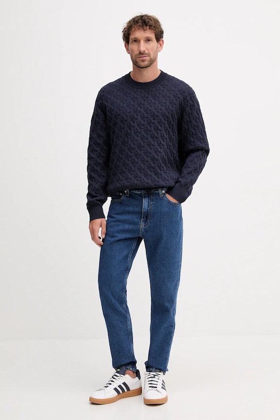 Sveter Calvin Klein Jeans LV04RC359G tmavomodrá AW25