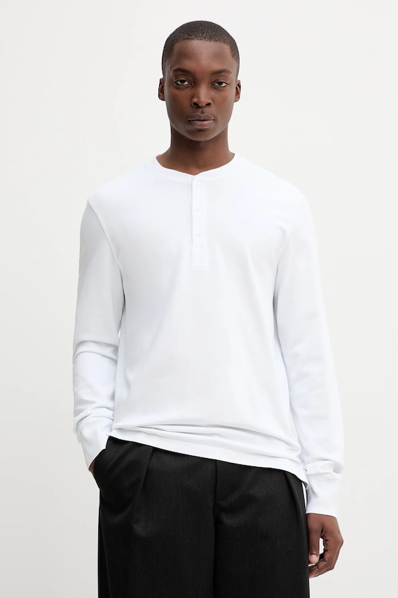 Βαμβακερή μπλούζα με μακριά μανίκια Filippa K κανονικό λευκό 31498.FK