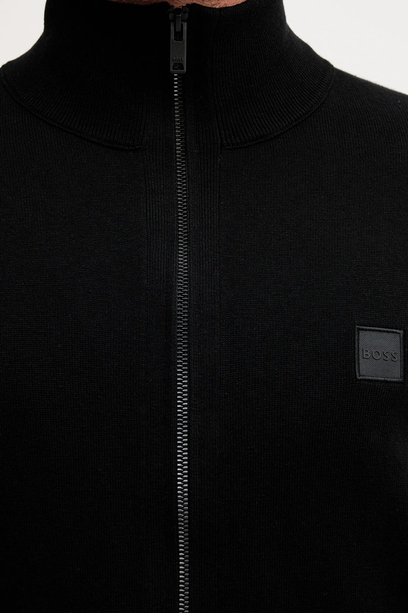 BOSS Orange kardigan z domieszką kaszmiru Kanozip_S 50543692 czarny
