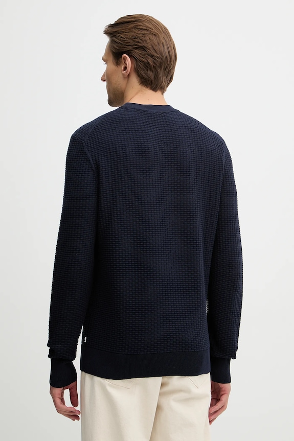 Ρούχα BOSS πουλόβερ ανδρικό βαμβακερό H-Imberto 50545283 σκούρο μπλε