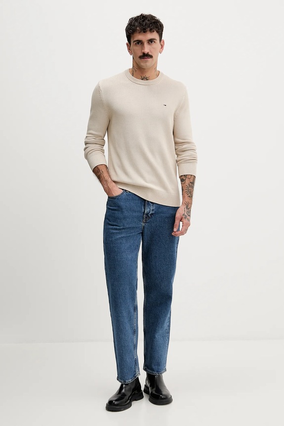 Bavlněný svetr Tommy Jeans DM0DM21787 béžová SS26