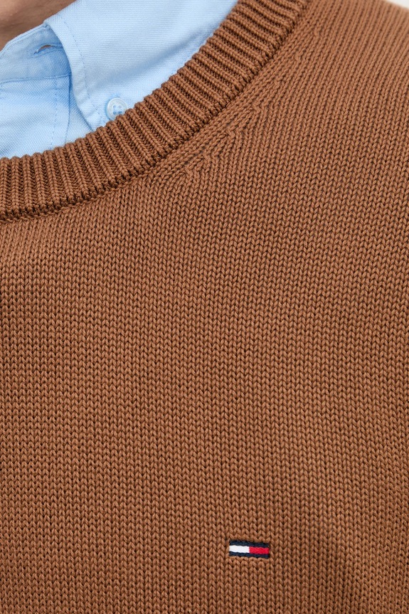 Βαμβακερό πουλόβερ Tommy Jeans DM0DM21787 καφέ