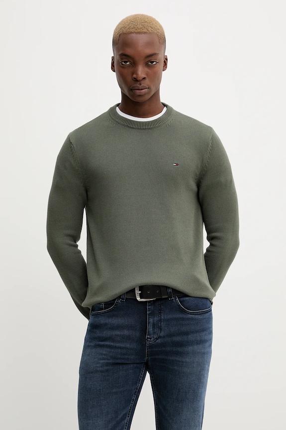 Tommy Jeans sweter bawełniany bawełna zielony DM0DM21787