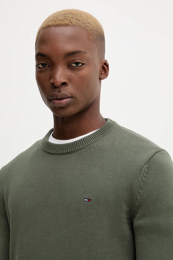 Tommy Jeans sweter bawełniany zielony DM0DM21787