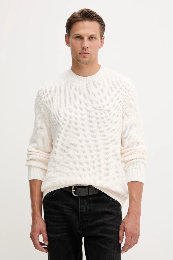 Βαμβακερό πουλόβερ Tommy Jeans βαμβάκι μπεζ DM0DM22098