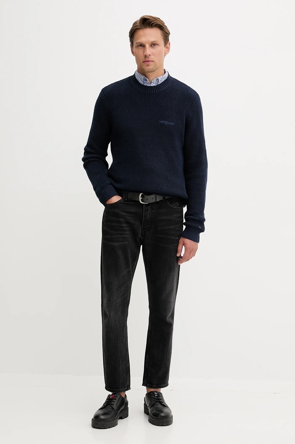 Βαμβακερό πουλόβερ Tommy Jeans DM0DM22098 σκούρο μπλε AW25
