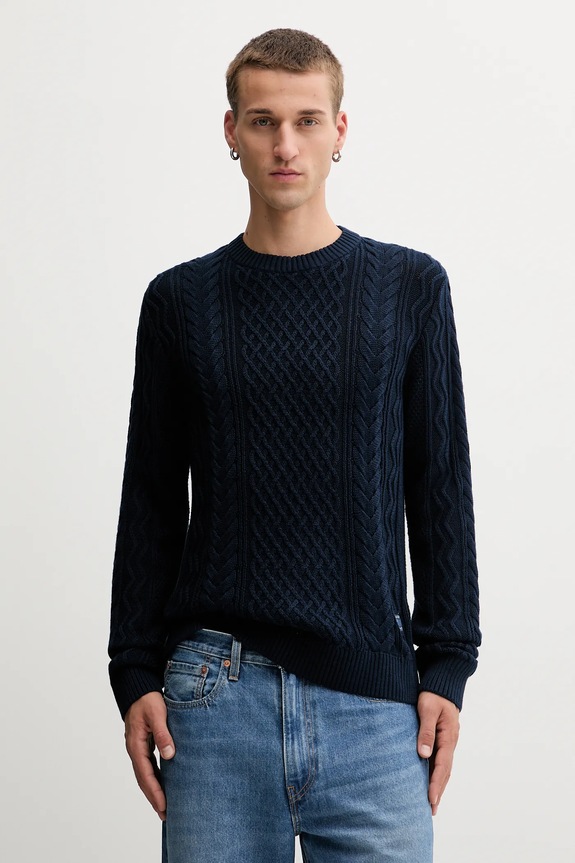 Βαμβακερό πουλόβερ Tommy Jeans βαμβάκι σκούρο μπλε DM0DM22101