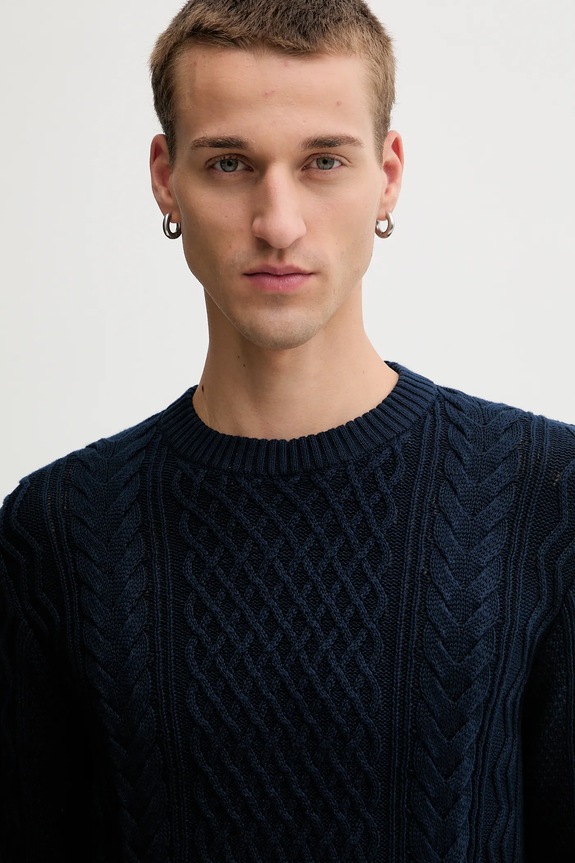 Βαμβακερό πουλόβερ Tommy Jeans σκούρο μπλε DM0DM22101