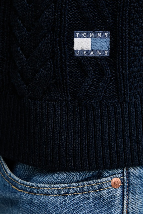 Βαμβακερό πουλόβερ Tommy Jeans DM0DM22101 σκούρο μπλε