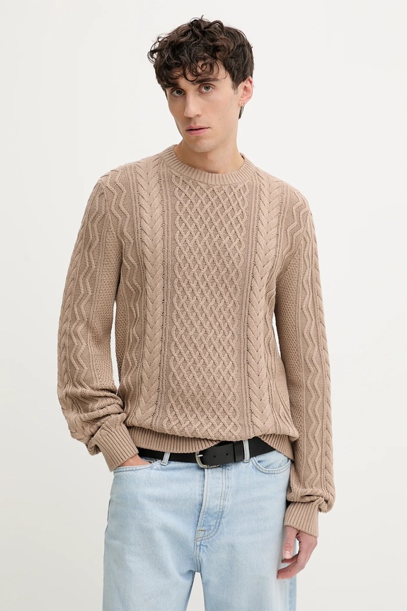 Βαμβακερό πουλόβερ Tommy Jeans βαμβάκι μπεζ DM0DM22101