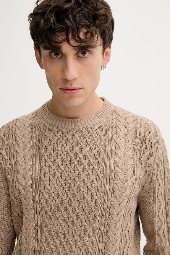 Βαμβακερό πουλόβερ Tommy Jeans μπεζ DM0DM22101