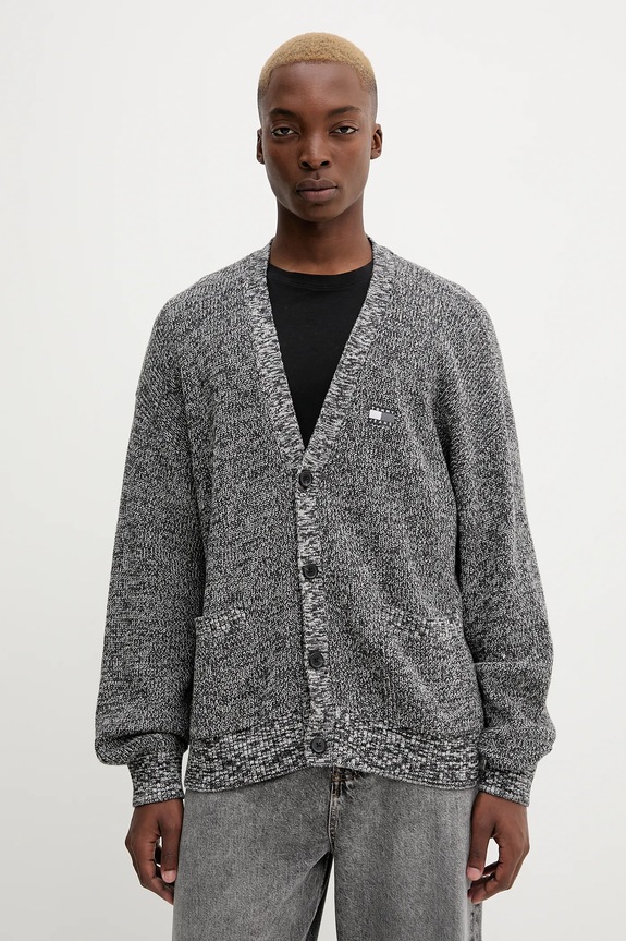 Tommy Jeans cardigan din bumbac cu modele gri DM0DM22104