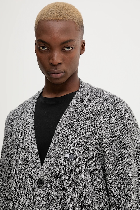 Tommy Jeans cardigan din bumbac gri DM0DM22104