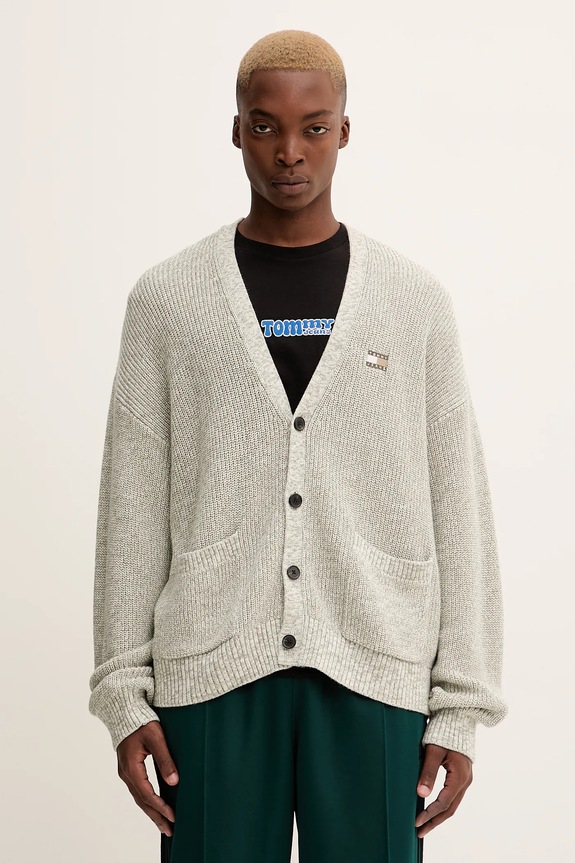 Tommy Jeans kardigan bawełniany wzorzyste zielony DM0DM22104