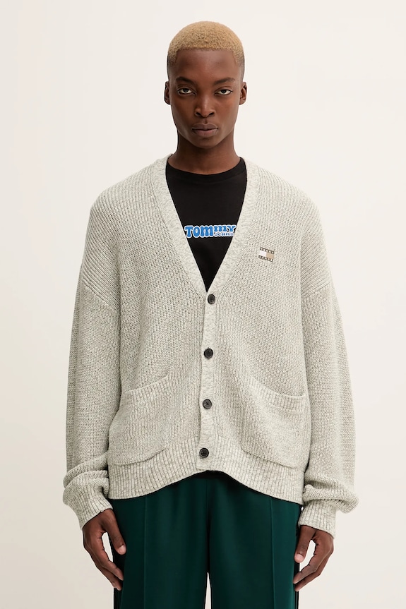 Tommy Jeans kardigan bawełniany wzorzyste zielony DM0DM22104
