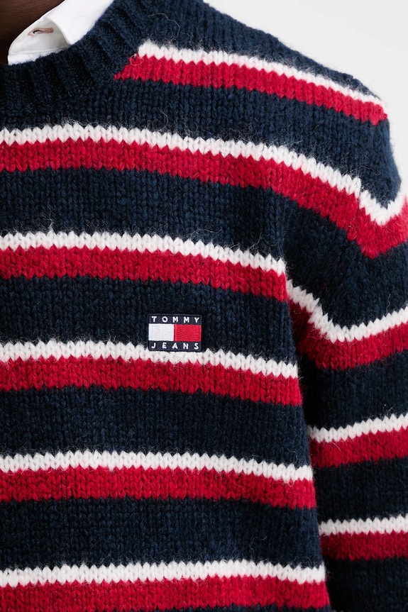 Tommy Jeans gyapjúkeverék kabát DM0DM22109 sötétkék