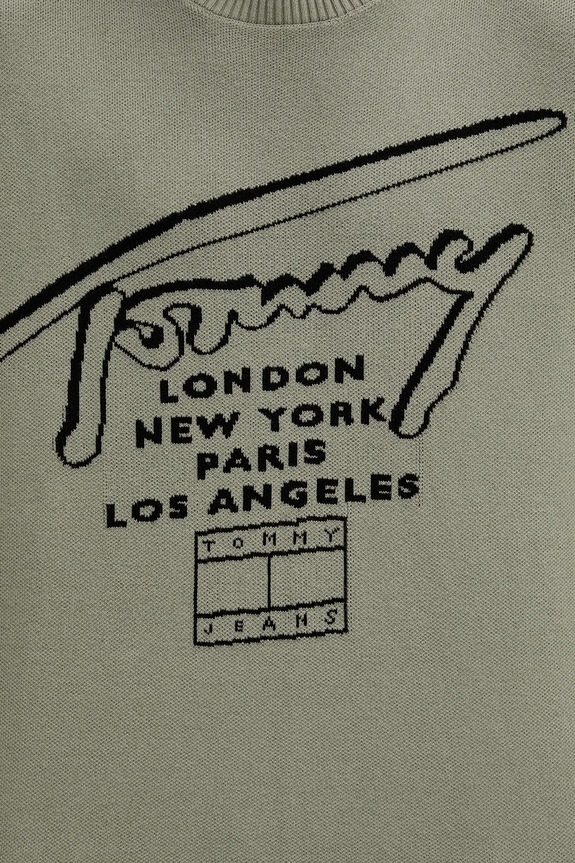 Βαμβακερό πουλόβερ Tommy Jeans DM0DM22253 πράσινο