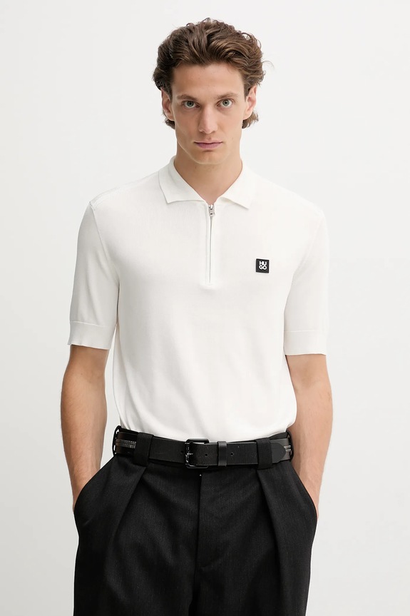 Polo tričko HUGO Sayfong-4 jednofarebný béžová 50542750