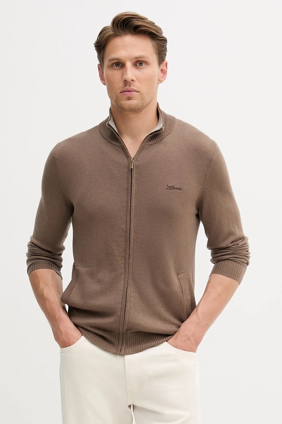 Guess cardigan con aggiunta di lana DARRELL misto lana marrone M5YR28.Z0122