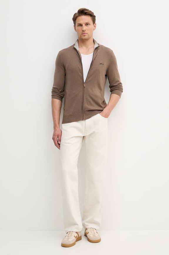 Guess cardigan con aggiunta di lana DARRELL M5YR28.Z0122 marrone AW25