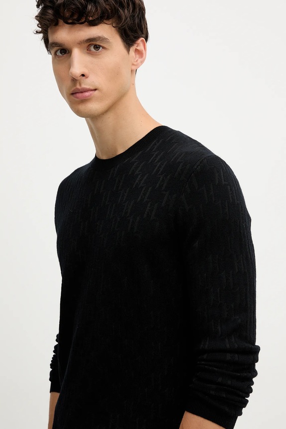 Πουλόβερ με προσθήκη μαλλιού Karl Lagerfeld μαύρο 554302.655018