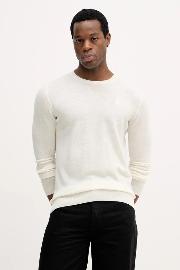 Karl Lagerfeld sweter wełniany okrągły beżowy 554399.655000