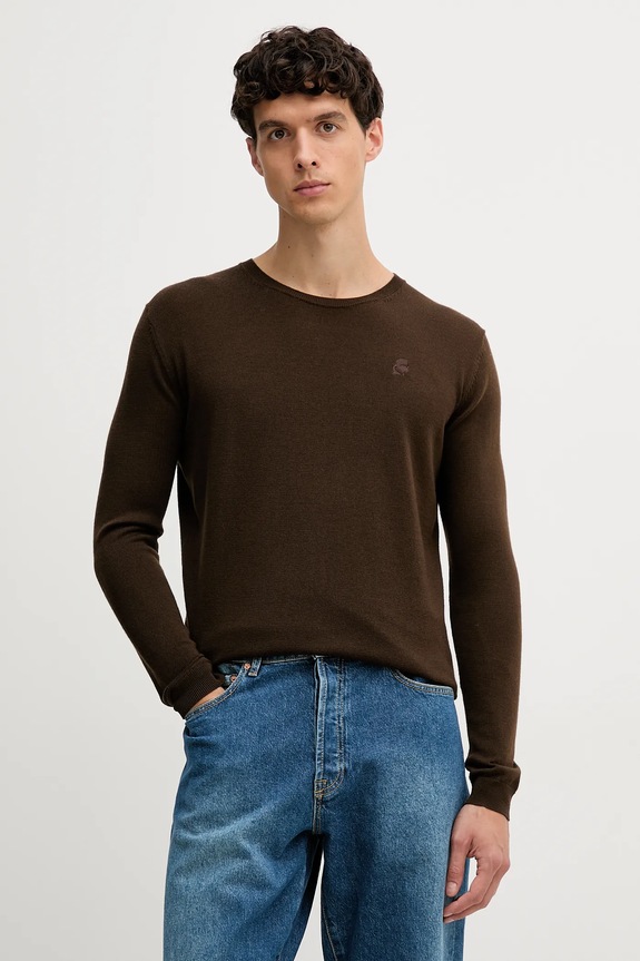 Μάλλινο πουλόβερ Karl Lagerfeld μαλλί καφέ 554399.655000