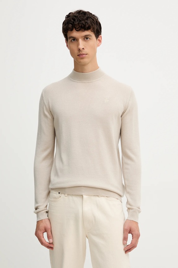 Μάλλινο πουλόβερ Karl Lagerfeld μαλλί μπεζ 554399.655002