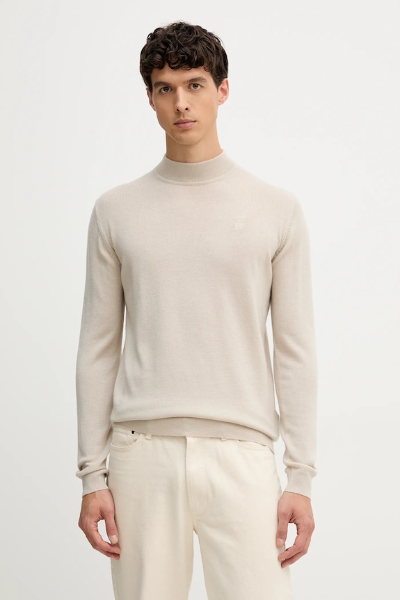 Μάλλινο πουλόβερ Karl Lagerfeld μαλλί μπεζ 554399.655002