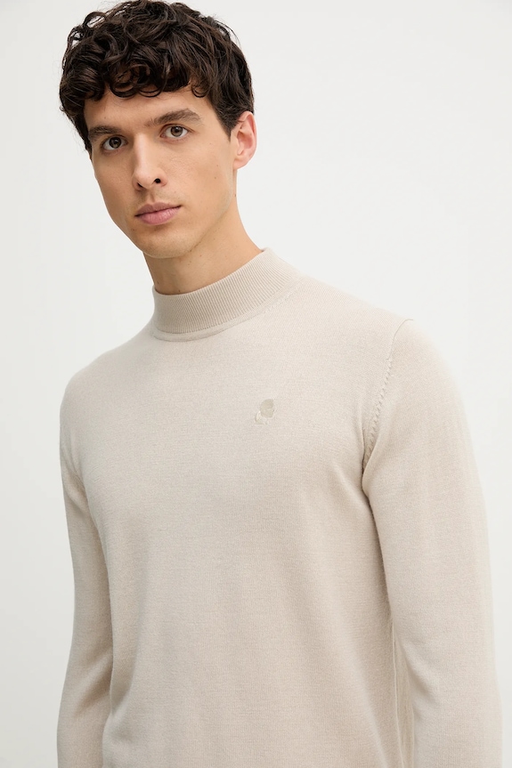 Μάλλινο πουλόβερ Karl Lagerfeld μπεζ 554399.655002