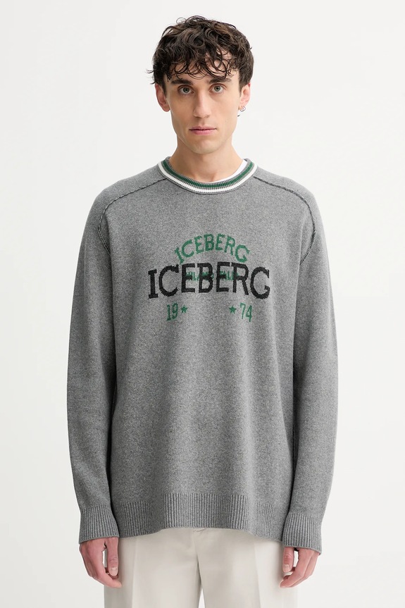Μάλλινη μπλουζα Iceberg στρογγυλό γκρί A018.7469