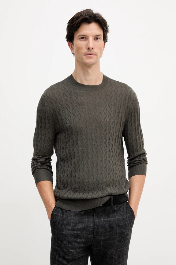 Armani Exchange pulover din amestec de lână subtiri verde XM000878.AF11982