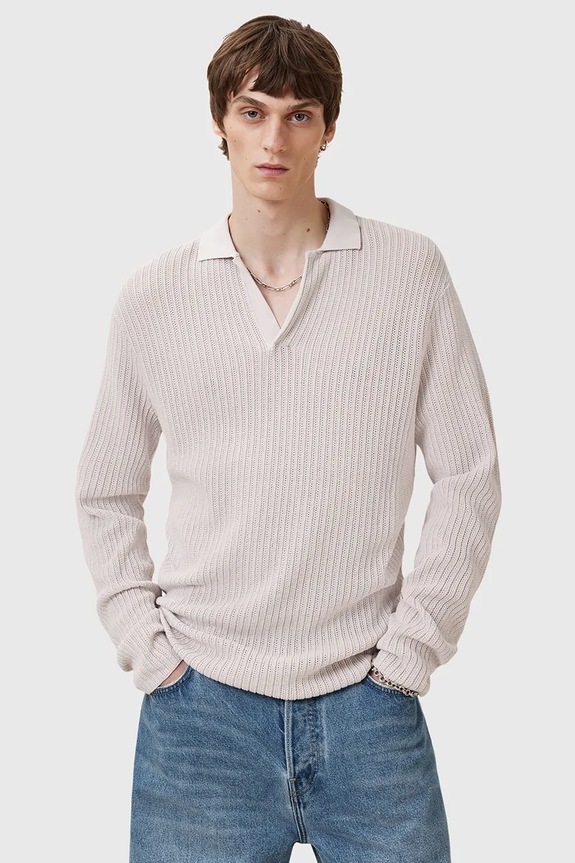 AllSaints pulover de bumbac THOMA subtiri bej M030KC