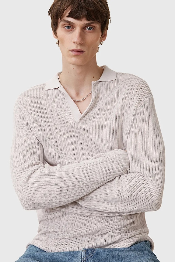 AllSaints pulover de bumbac THOMA M030KC bej