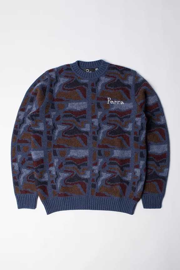 by Parra sweter z domieszką wełny Repeat ftp booster knitted okrągły niebieski 54335