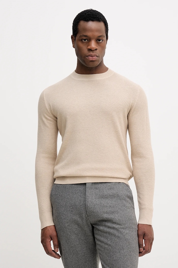 Sisley sweter z domieszką wełny okrągły beżowy 1041S104H