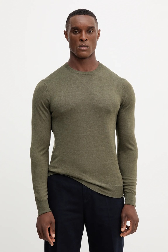 Hackett London pulover de lână subtiri verde HM7000006