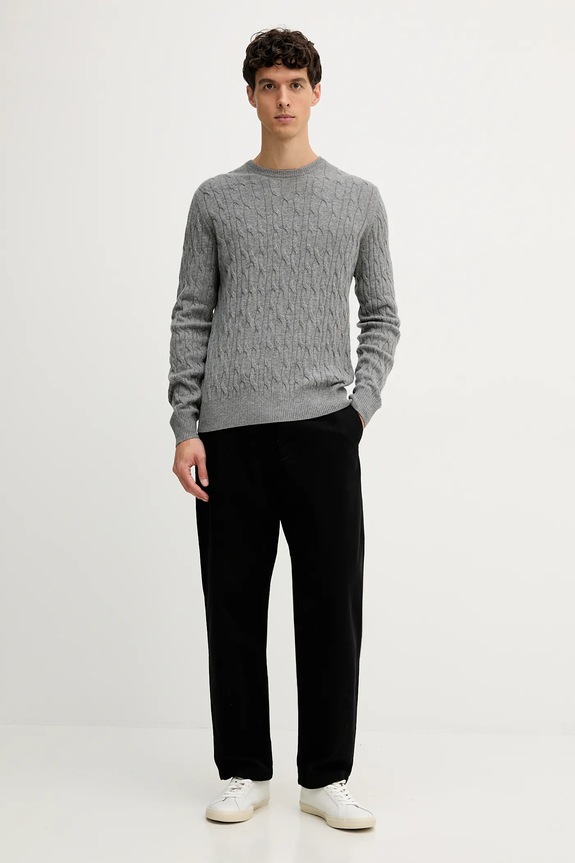 Μάλλινο πουλόβερ Hackett London HM7000079 γκρί AW25