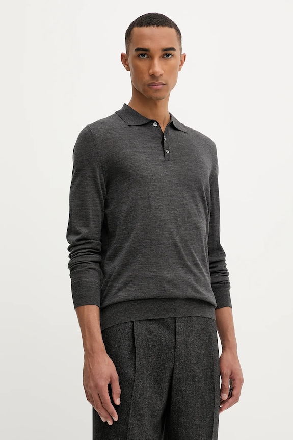 Vlněný svetr BARENA VENEZIA Knitwear Pevaron propínací šedá KNU4100.429