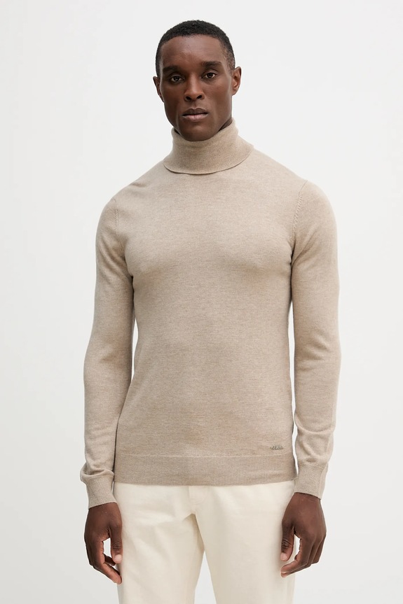 Guess sweter z dodatkiem wełny JIM golf beżowy M5BR09.Z0432