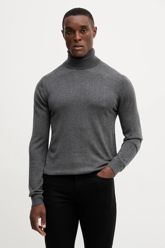 Guess sweter z dodatkiem wełny JIM golf szary M5BR09.Z0432