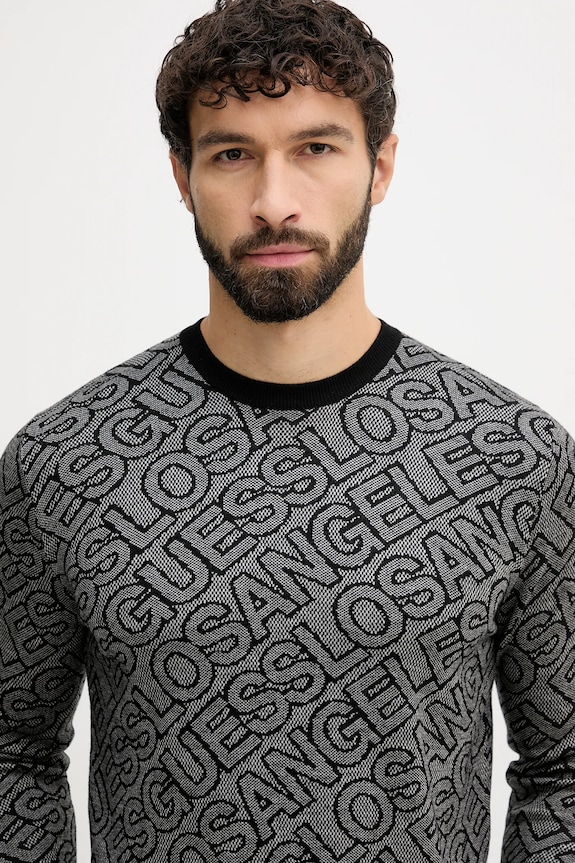 Guess sweter z domieszką jedwabiu JARROD szary M5BR11.Z0442